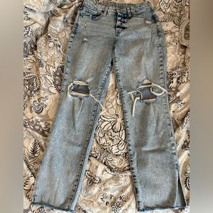 High rise OG Straight destroyed jeans